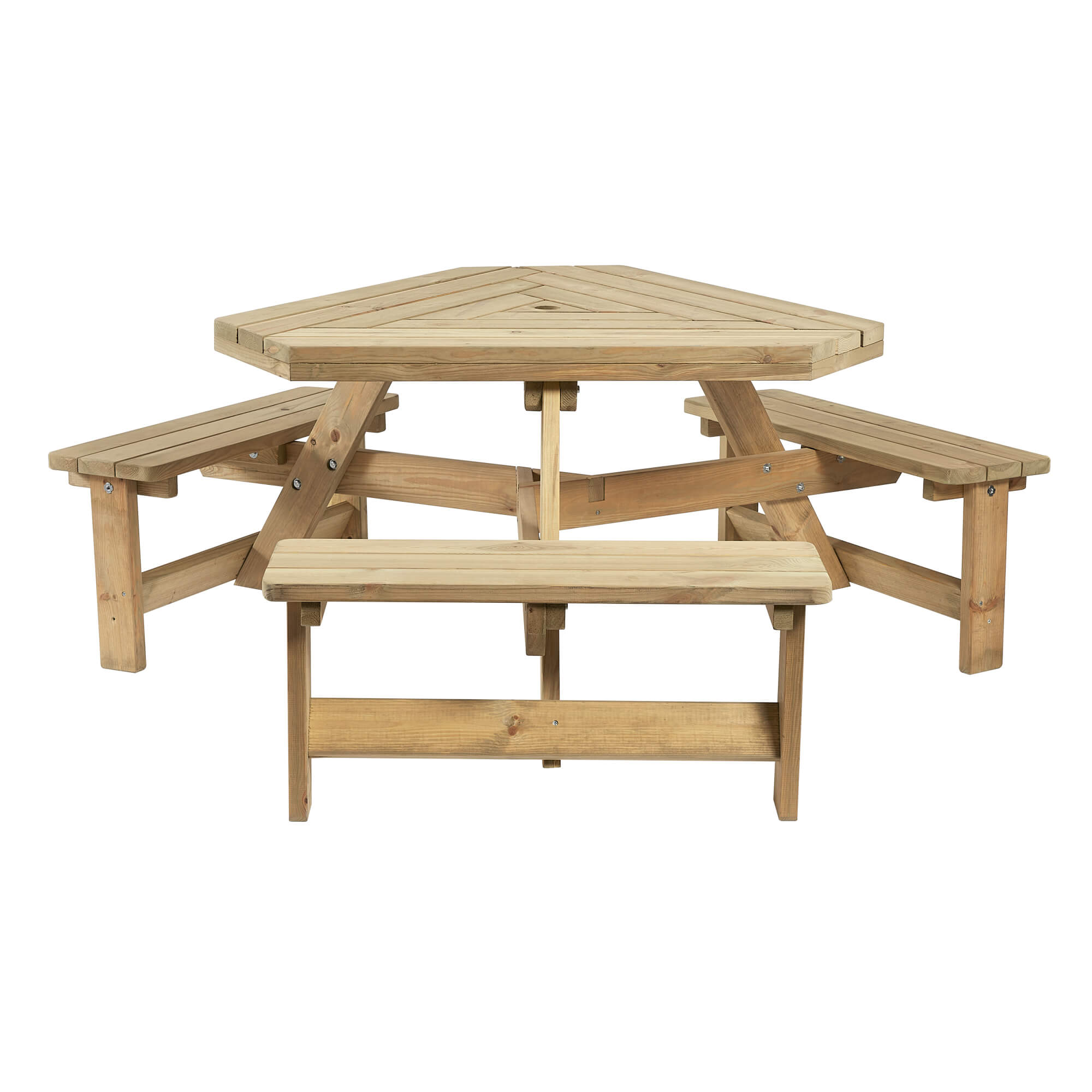 OUTDOOR TRANGLE 6 SEATER WOODEN BENCH